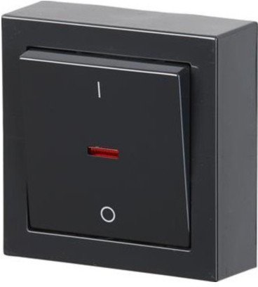 Выключатель 1-клавишный ABB IMPRESSIVO с подсветкой, открытый монтаж, антрацит, 2TKA00001841 в Гатчине