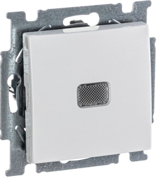 Выключатель 1-клавишный ABB BASIC55 с подсветкой, скрытый монтаж, альпийский белый, 2CKA001012A2153 в Гатчине